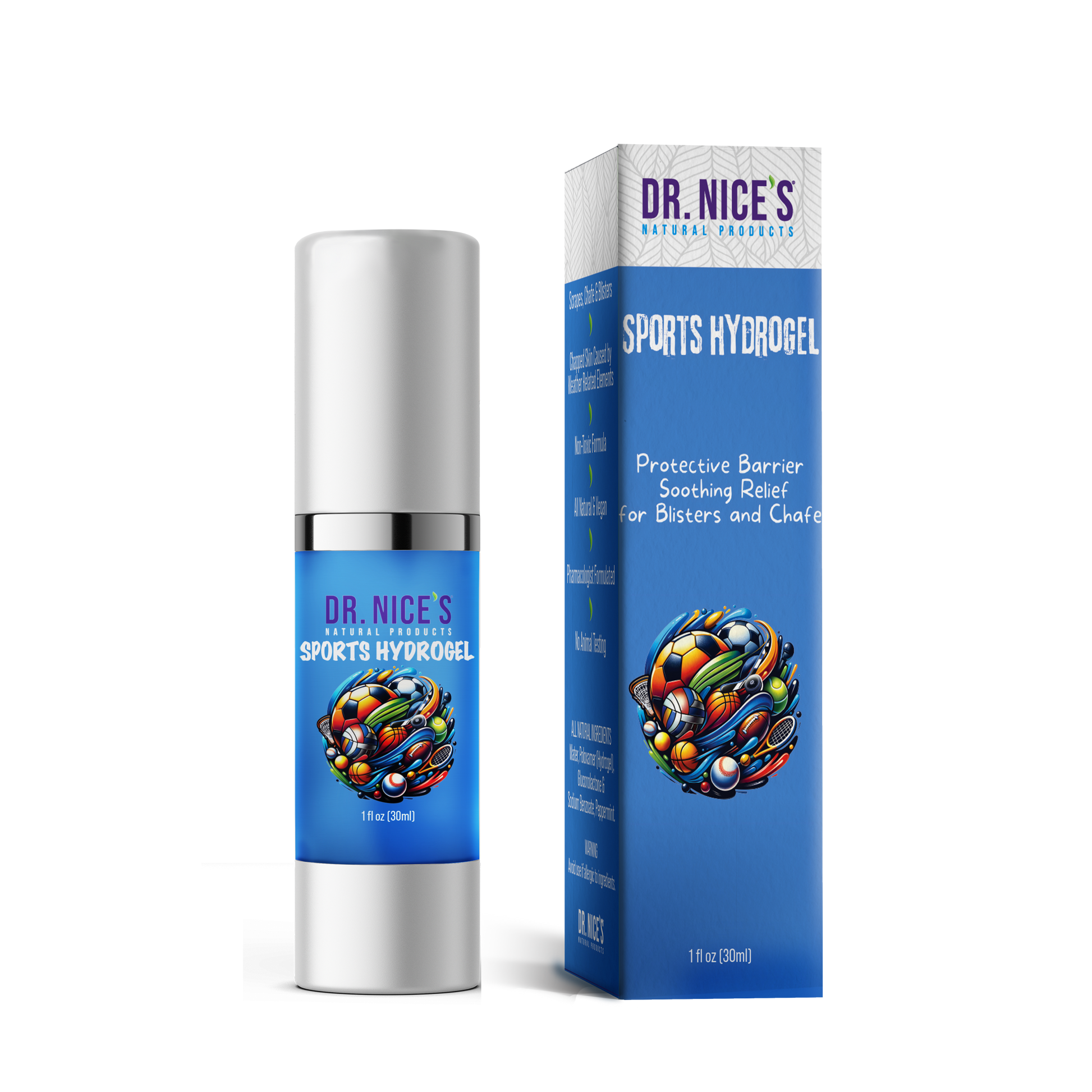 Dr. Nice's all-natural Sports HydroGel for soothing blisters, chafe, cuts and scrapes