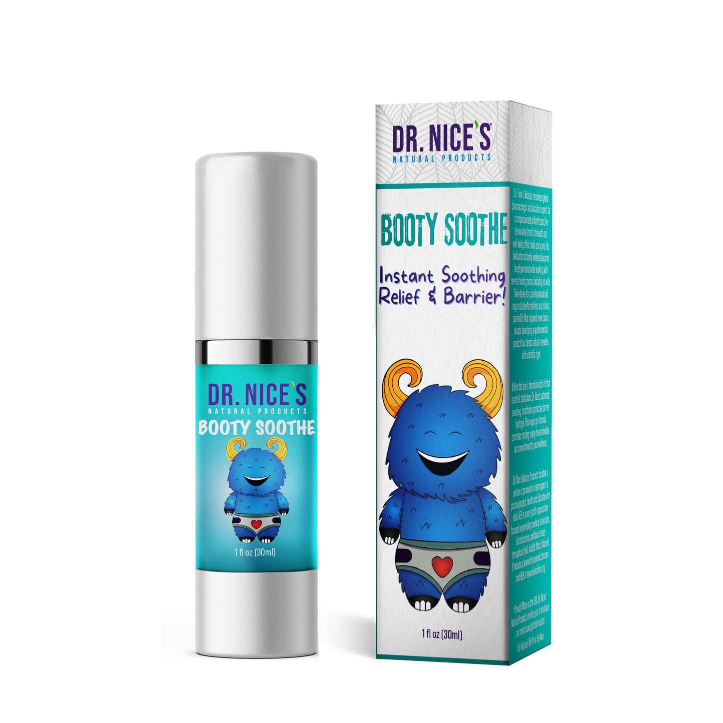 Dr. Nice's natural Booty Soothe gel for instant diaper rash and chafed skin relief