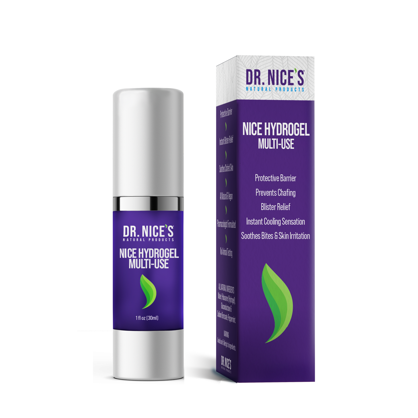 Dr. Nice's all-natural Multi-Use first-aid hydrogel for blisters, cuts, scrapes and burns