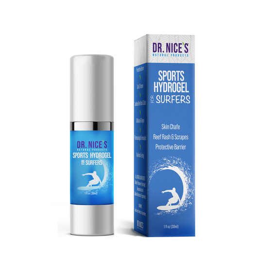 Dr. Nice's natural Sports Hydrogel for surfers to soothe reef rash, chafe and scrapes