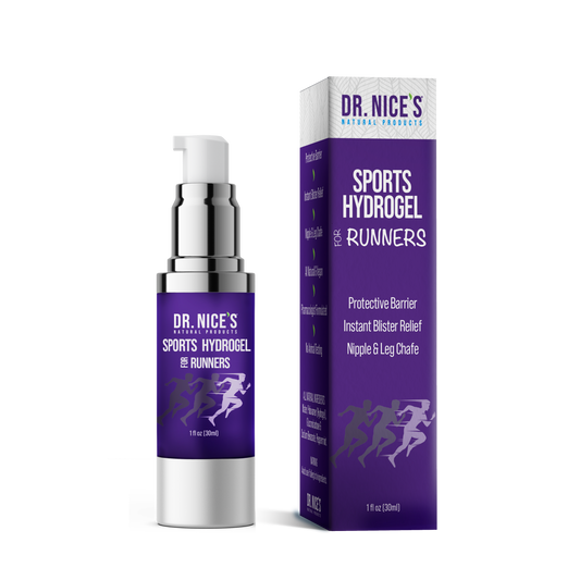 Dr. Nice's Sports Hydrogel for Runners — a vegan, non-toxic anti-chafe gel designed for marathoners, ultra runners, and endurance athletes