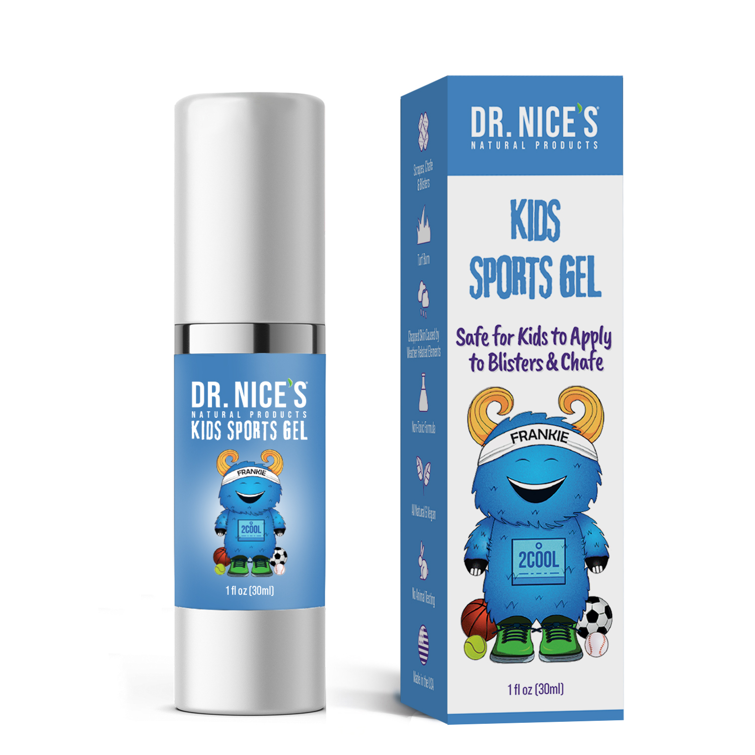 Dr. Nice's non-toxic Kids Sports Gel for blisters, chafe and scrapes, safe for kids to apply